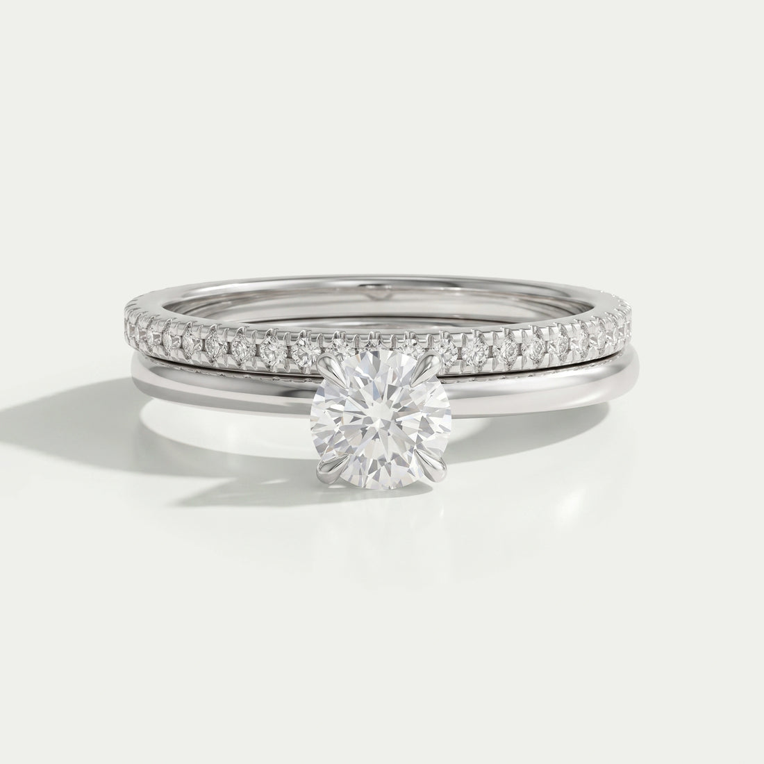 Round Cut Lab Grown Diamond Bridal Ring Set
