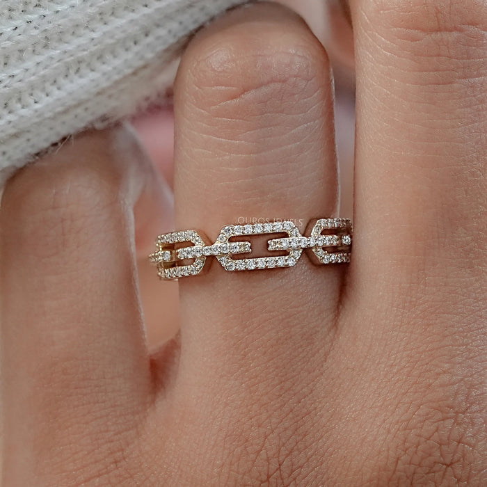 Women's Round Diamond Chain Link Ring