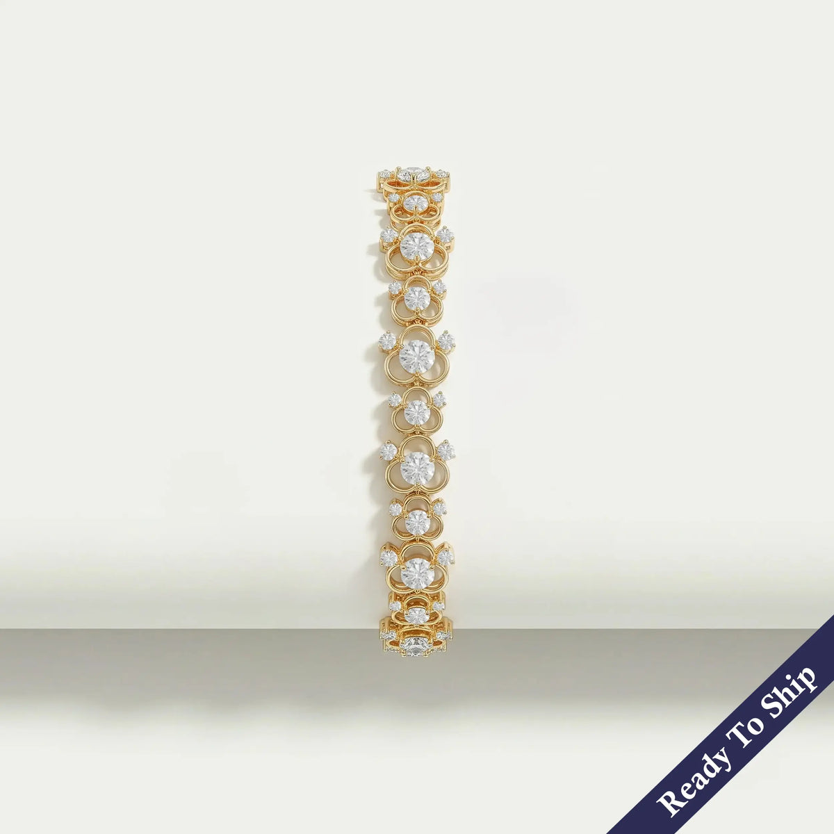 Round Lab Diamond Clover Floral Bracelet Bracelet