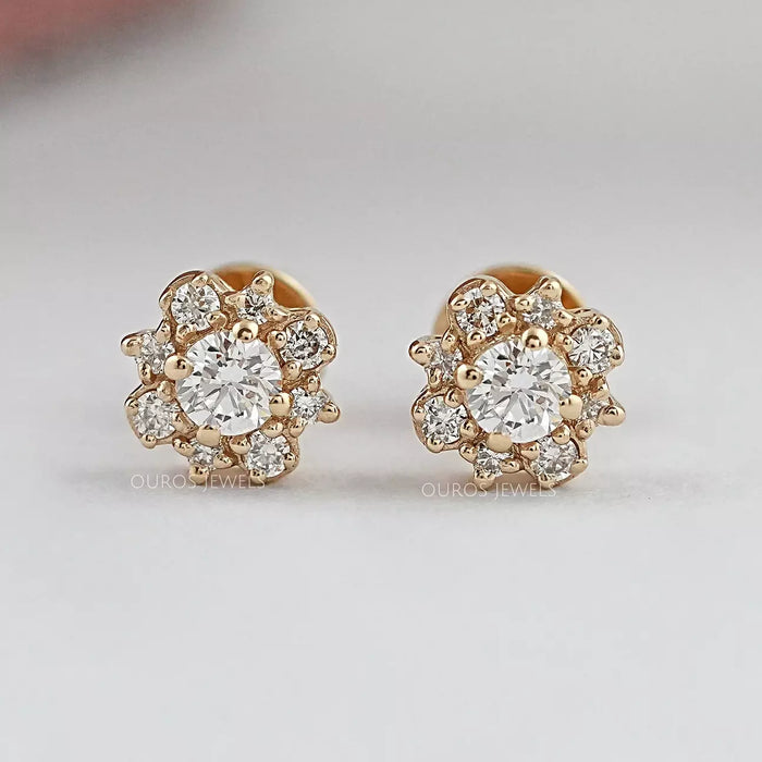 Round Lab Grown Cluster Diamond Studs
