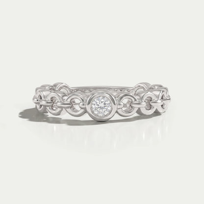 Round Diamond Bezel Set Curb Link Ring