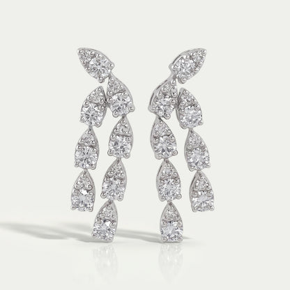 Round Cut Lab Diamond Curved Dangle Earring