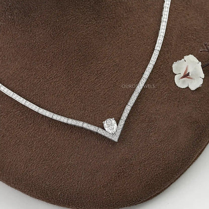 Heart And Round Lab Diamond Tennis Necklace 
