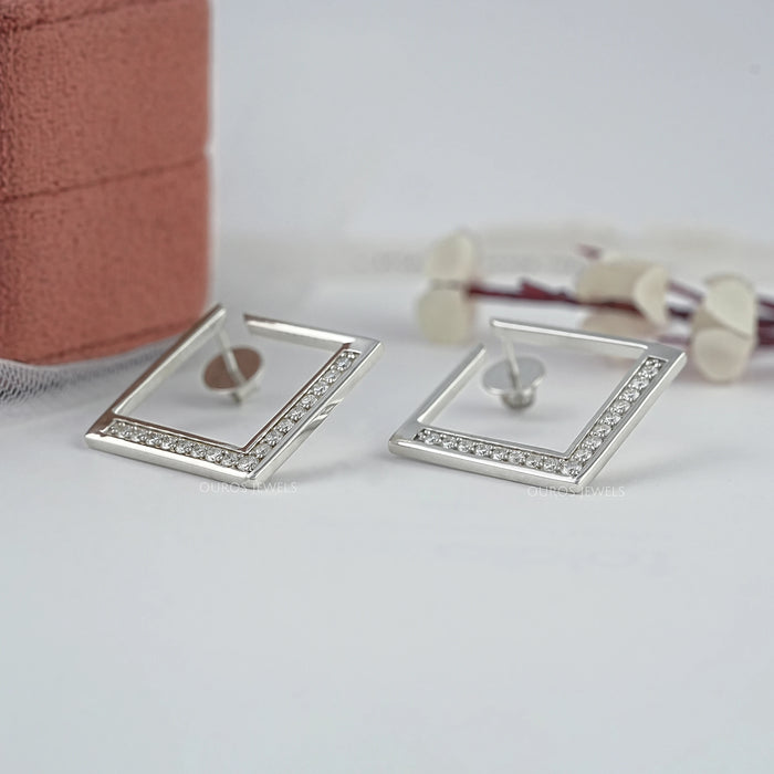 Square Lab Grown Diamond Hoop Earrings