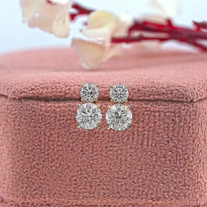Round Lab Diamond Dual Stud Earrings