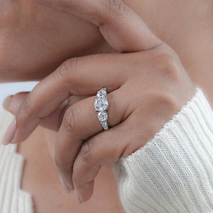 Five Stone Round Lab Diamond Engagement Ring