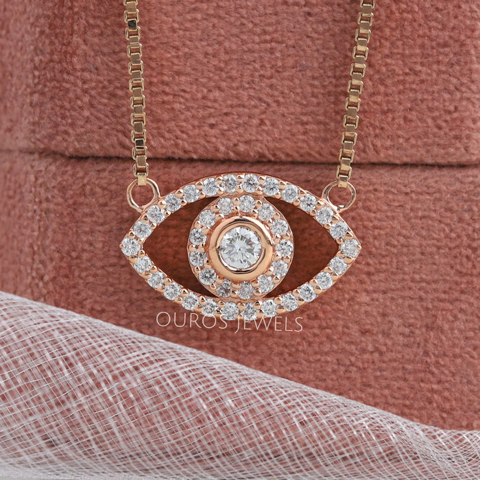 Round Lab Grown Diamond Evil Eye Pendant
