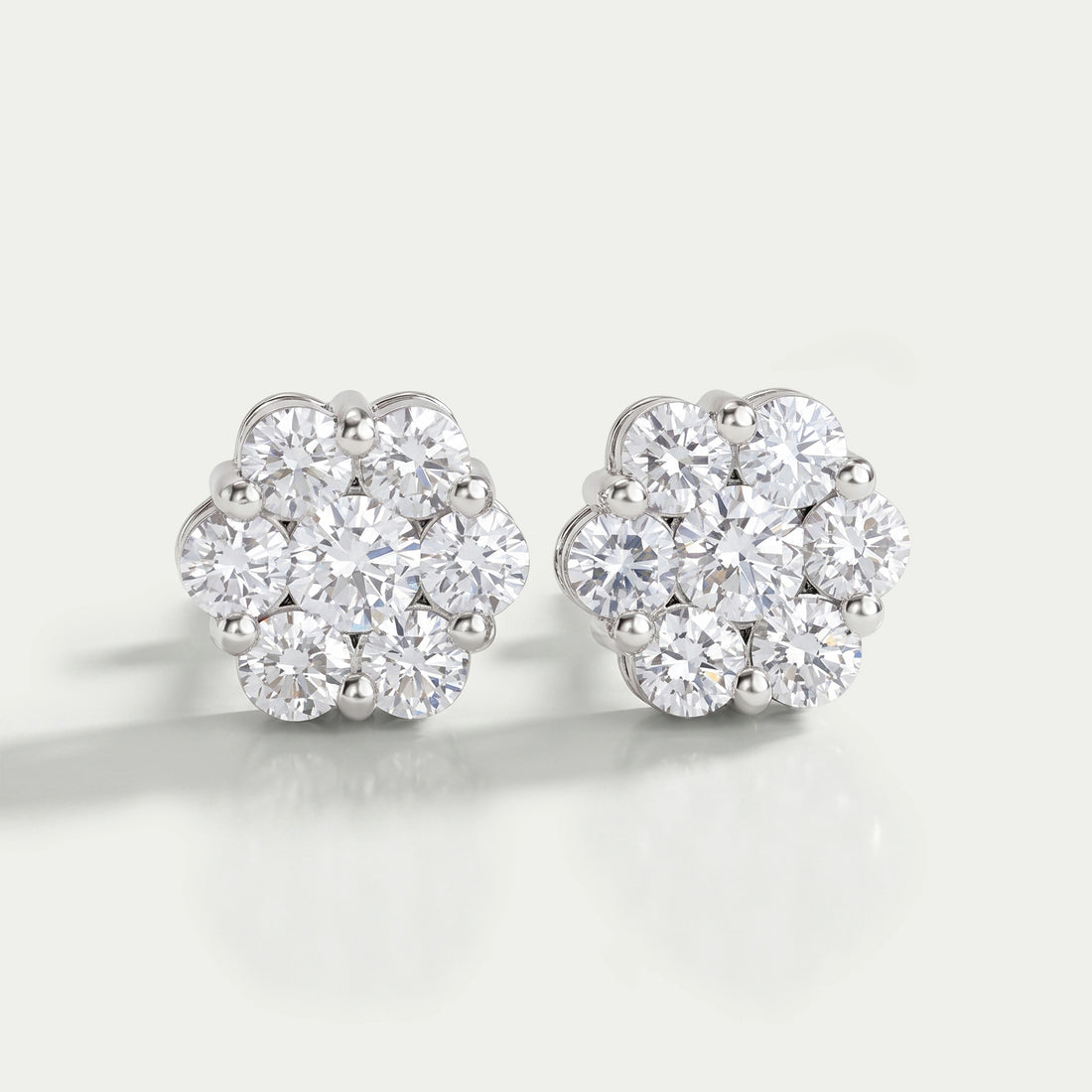 Floral Style Round Cut Halo Stud Earrings Earring