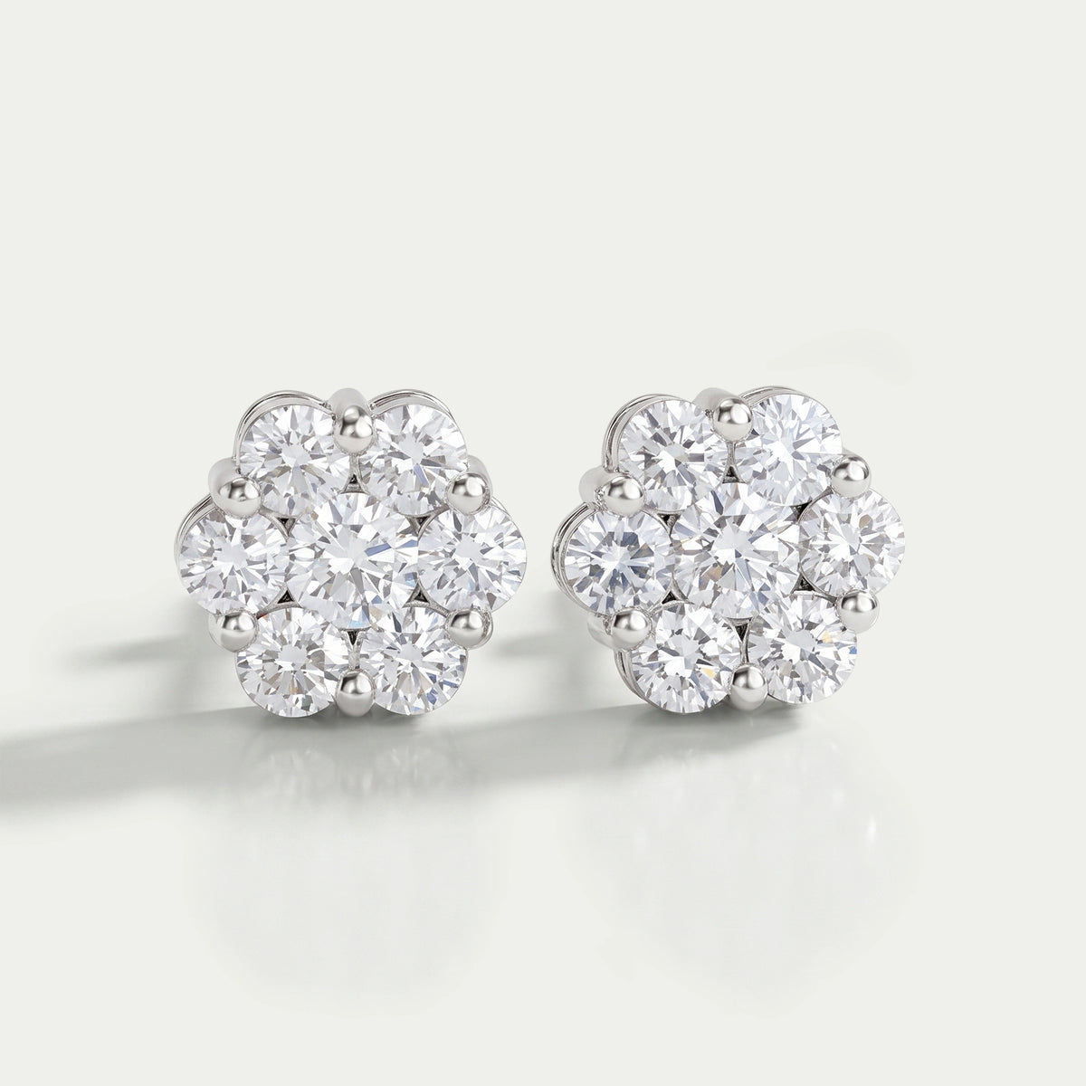 Floral Style Round Cut Halo Stud Earrings Earring