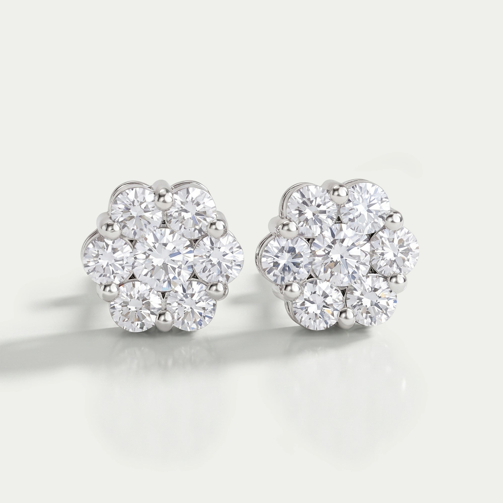 Floral Style Round Cut Halo Stud Earrings Earring