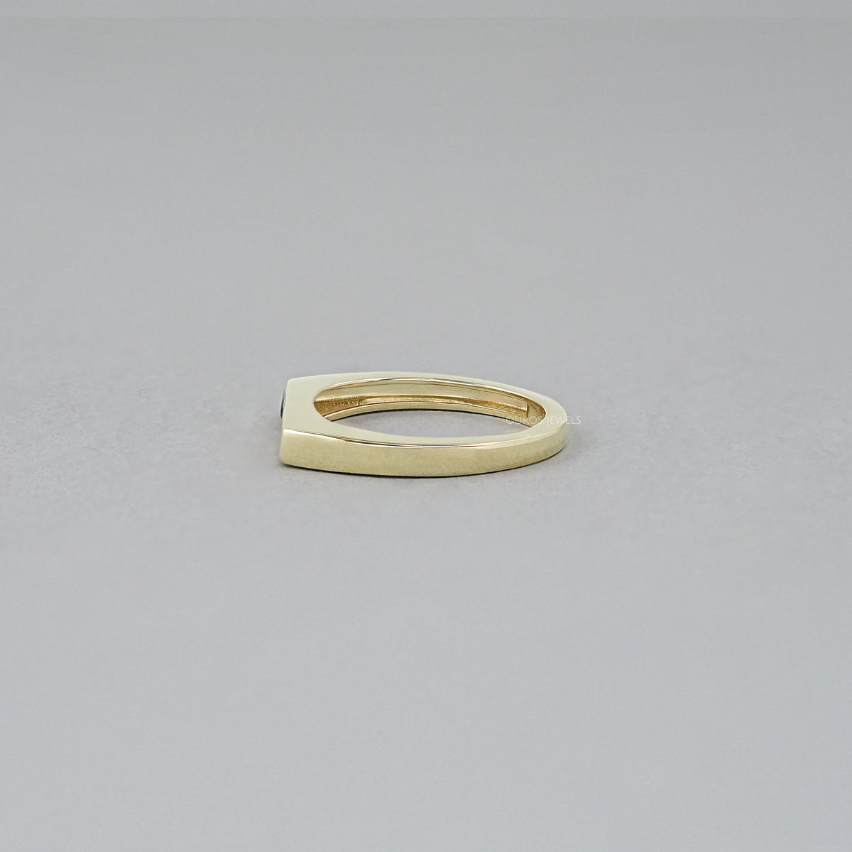 Black Round Diamond Flush Set Signet Ring Ring
