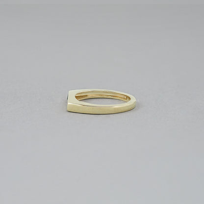 Black Round Diamond Flush Set Signet Ring Ring