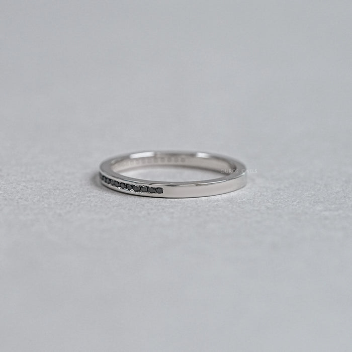 Black Round Lab Diamond channel Set Half Eternity Ring