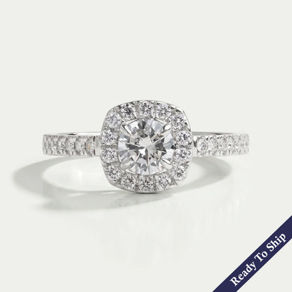 Round Cut Halo With Accent Diamond Ring Ring