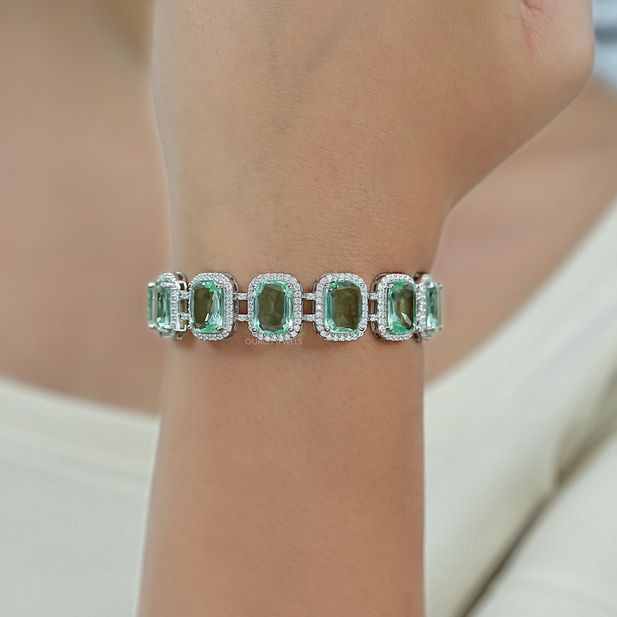 Pink Oval Lab-Created Ruby Tennis Bracelet