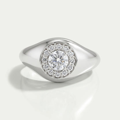 Round Cut Diamond Halo Ring For Men's