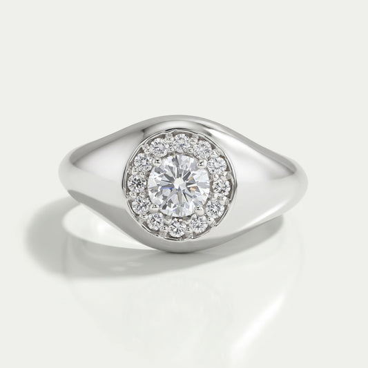Round Lab Grown Diamond Halo Ring For Him