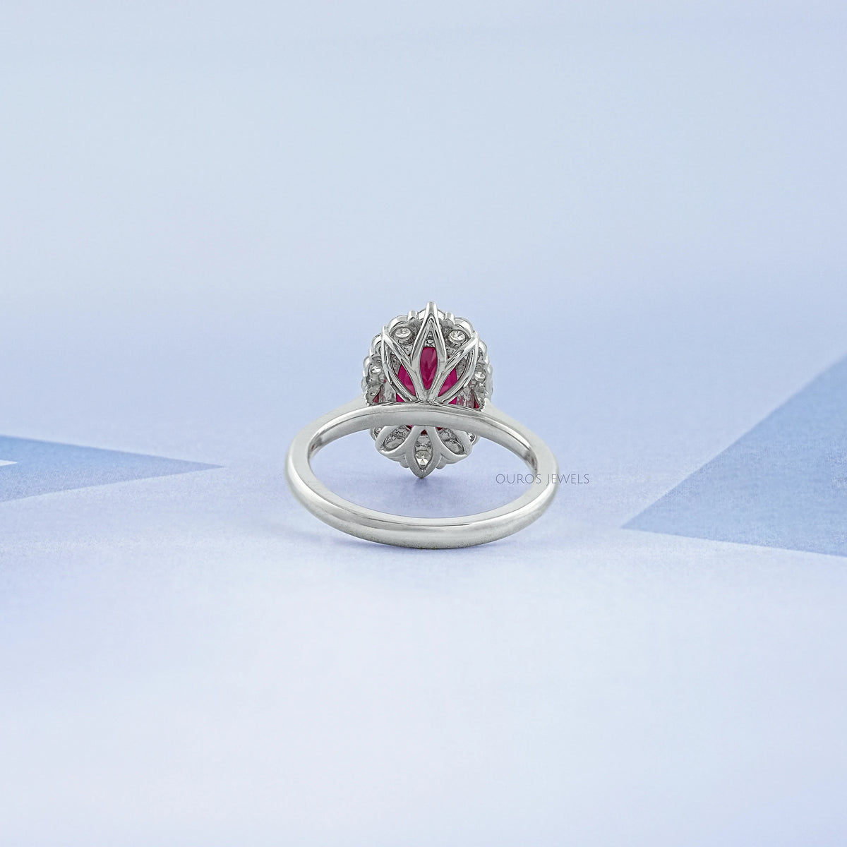 Oval Gemstone Halo Engagement Ring Ring