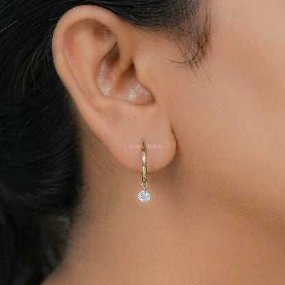 Round Lab Diamond Dangle Hoop Earrings Earring