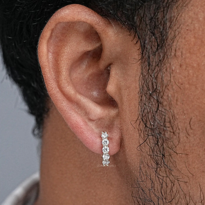 Huggie Hoop Diamond Earrings For Men