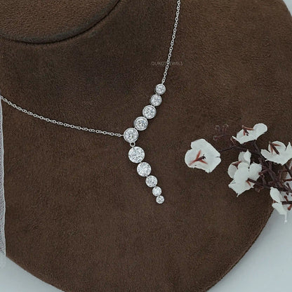 Round Lab Diamond Y - Lariat Necklace