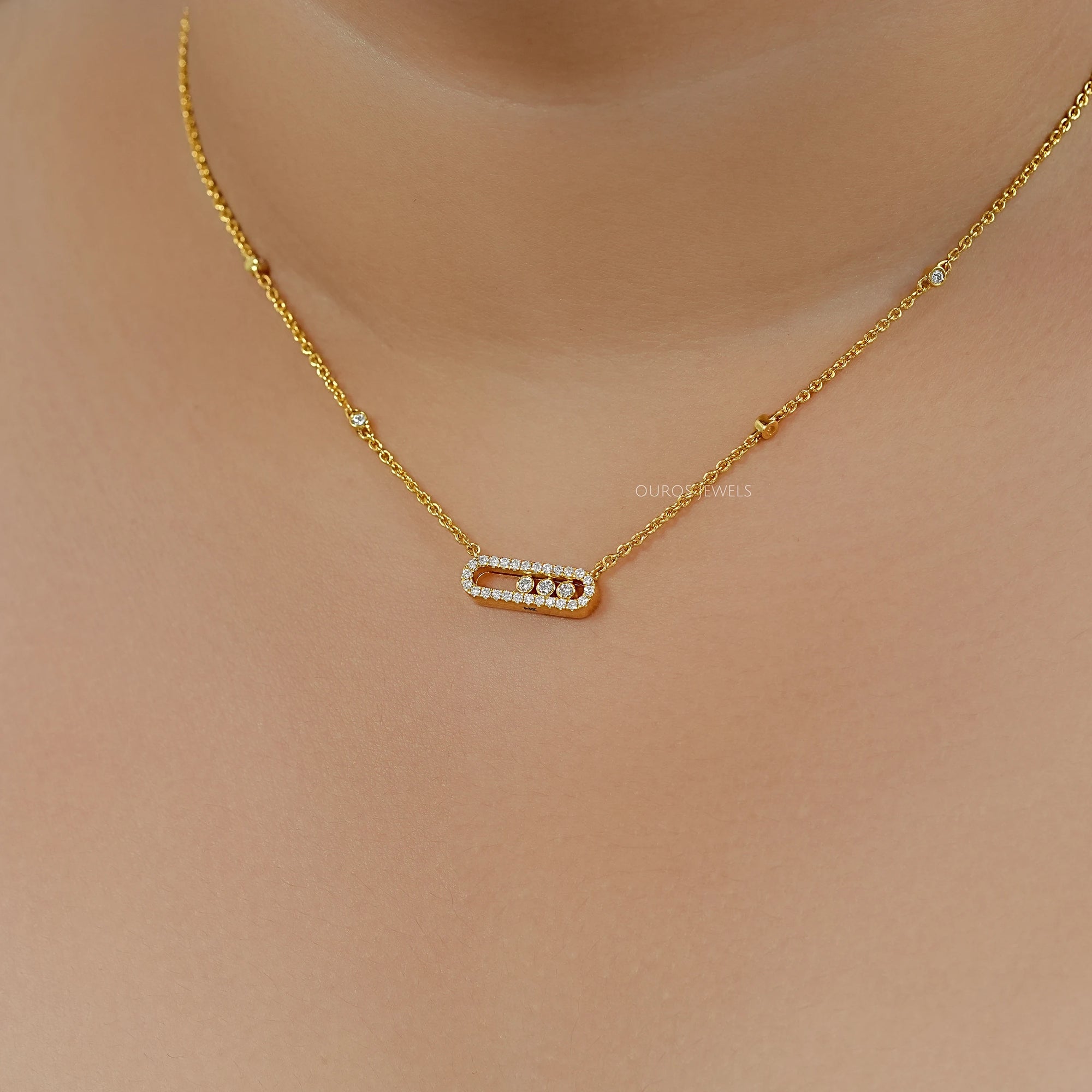 Round Lab Grown Diamond By Yard Necklace
