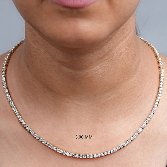 3.00 MM  Round Cut Lab Grown Diamond Stunning Necklace