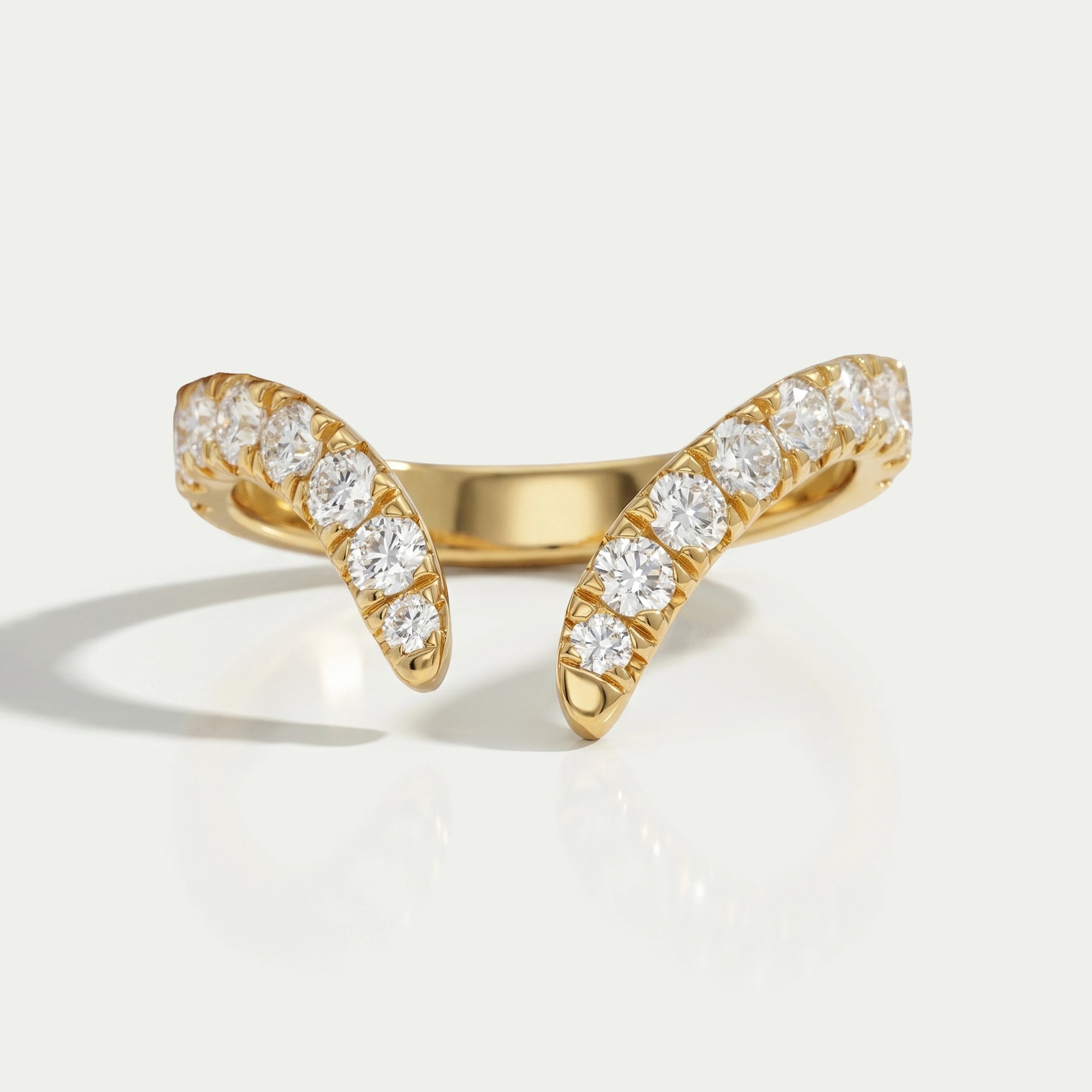 Open Cuff Lab Diamond Curved Wedding Band Ring
