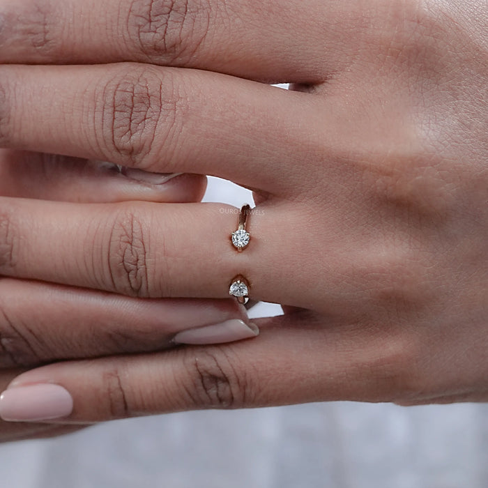 Round Lab Diamond Open Cuff Wedding Ring