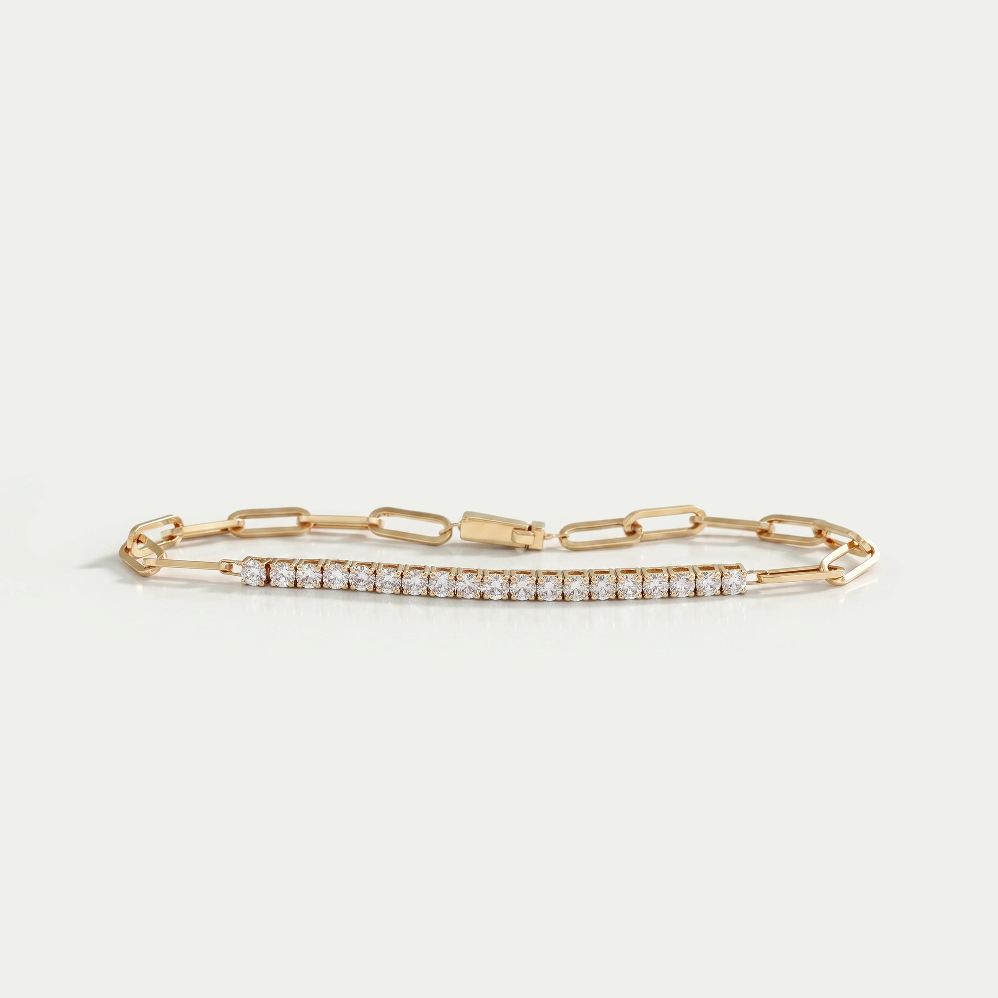 Round Cut Lab Grown Diamond Link Bar Bracelet