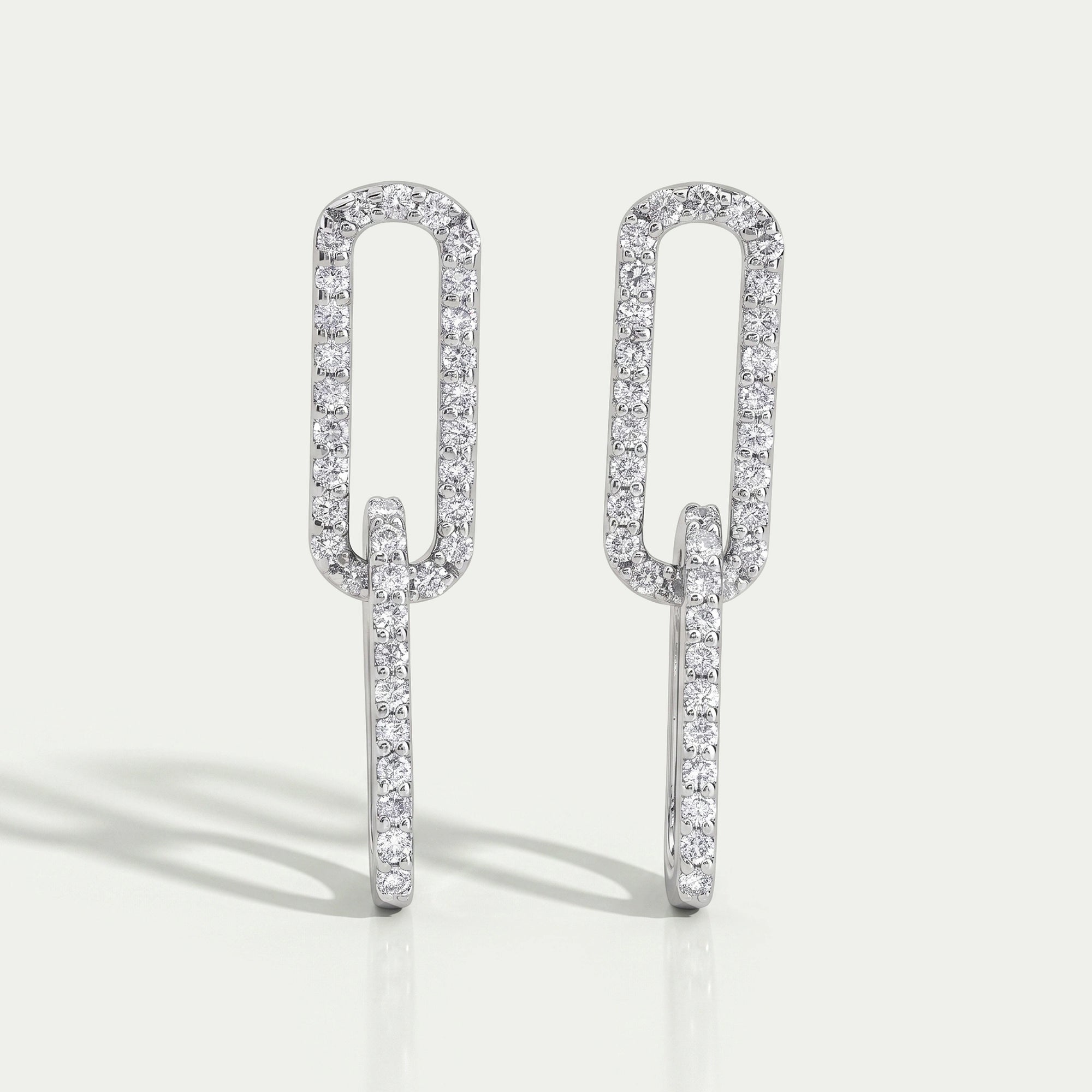 Round Diamond Paper Clip Dangle Earrings