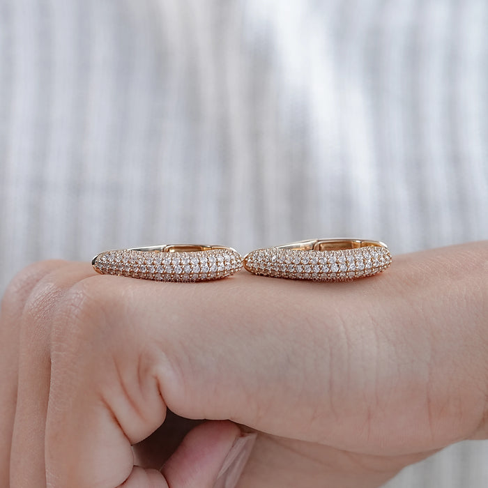 Round Lab Diamond Pave Set Hoop Earrings