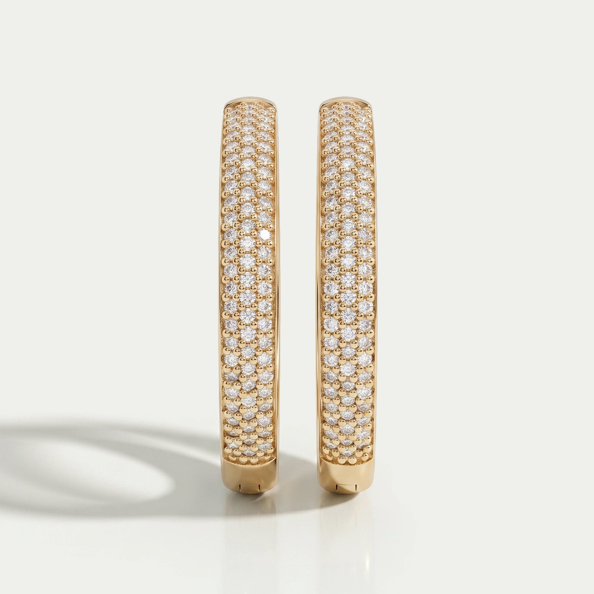 Pave Set Round Diamond Hoop Earrings Earrings