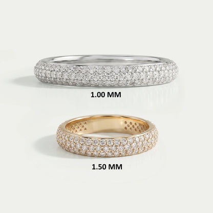 Round Cut Lab Diamond Pave Set Wedding Ring