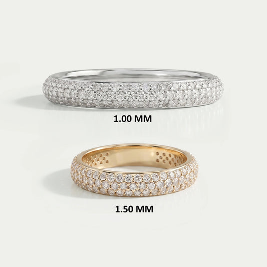 Round Cut Lab Diamond Pave Set Wedding Ring