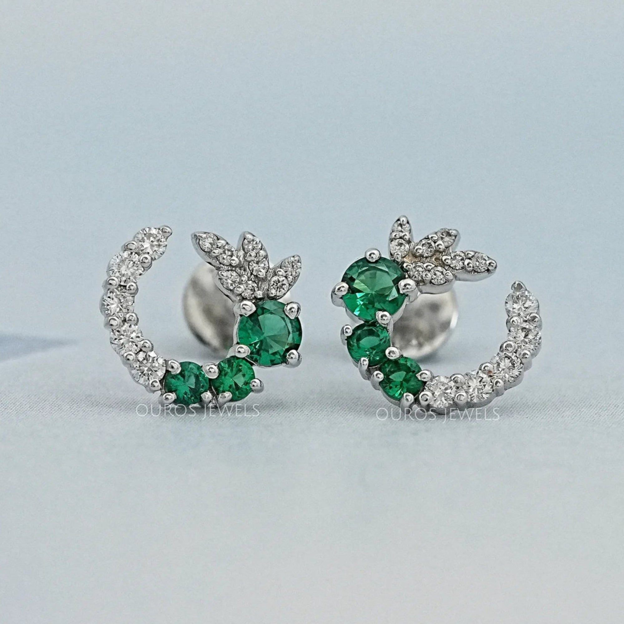 Green Gemstone Spiral Stud Earrings Earrings