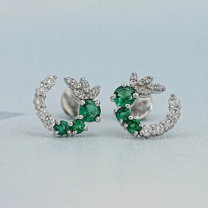 Green Gemstone Spiral Stud Earrings Earrings