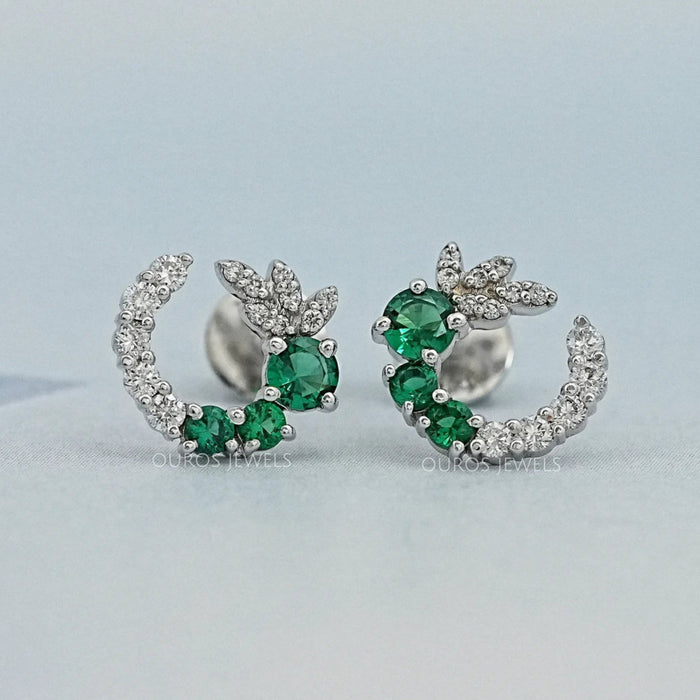 Green Gemstone Spiral Stud Earrings