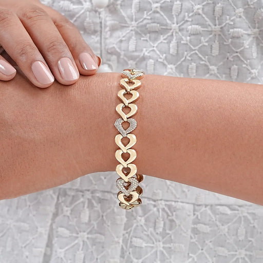 Pave  Heart Diamond Link Bracelet