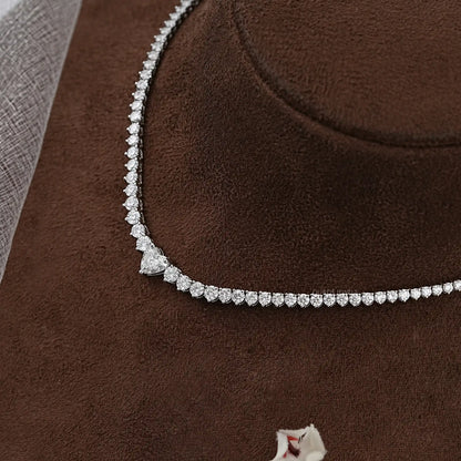 Heart And Round Lab Diamond Tennis Necklace Necklaces