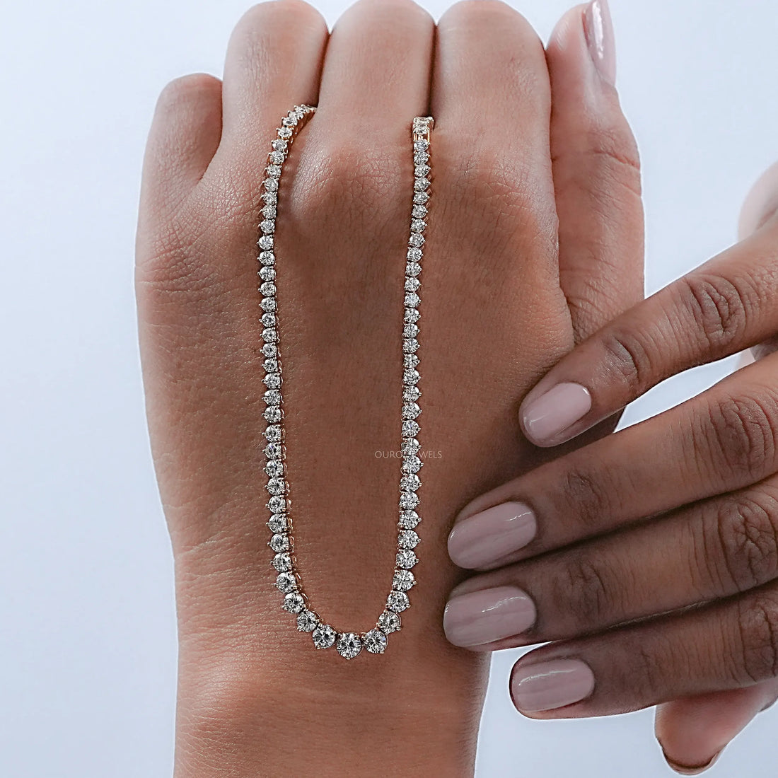 Graduated Brilliant Round Cut Tennis Necklace Necklaces