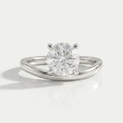 Round Cut Solitaire Wave Diamond Ring Ring