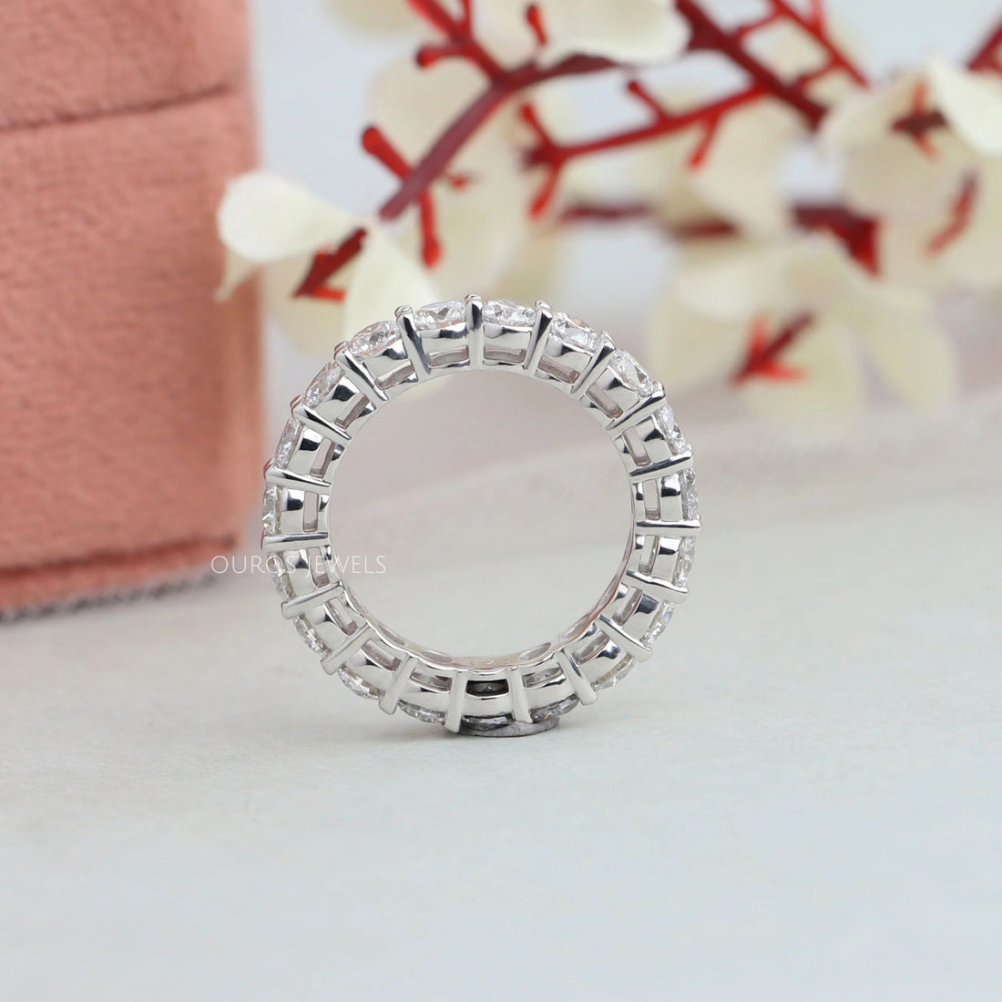 Round Lab Diamond Eternity Wedding Band Ring