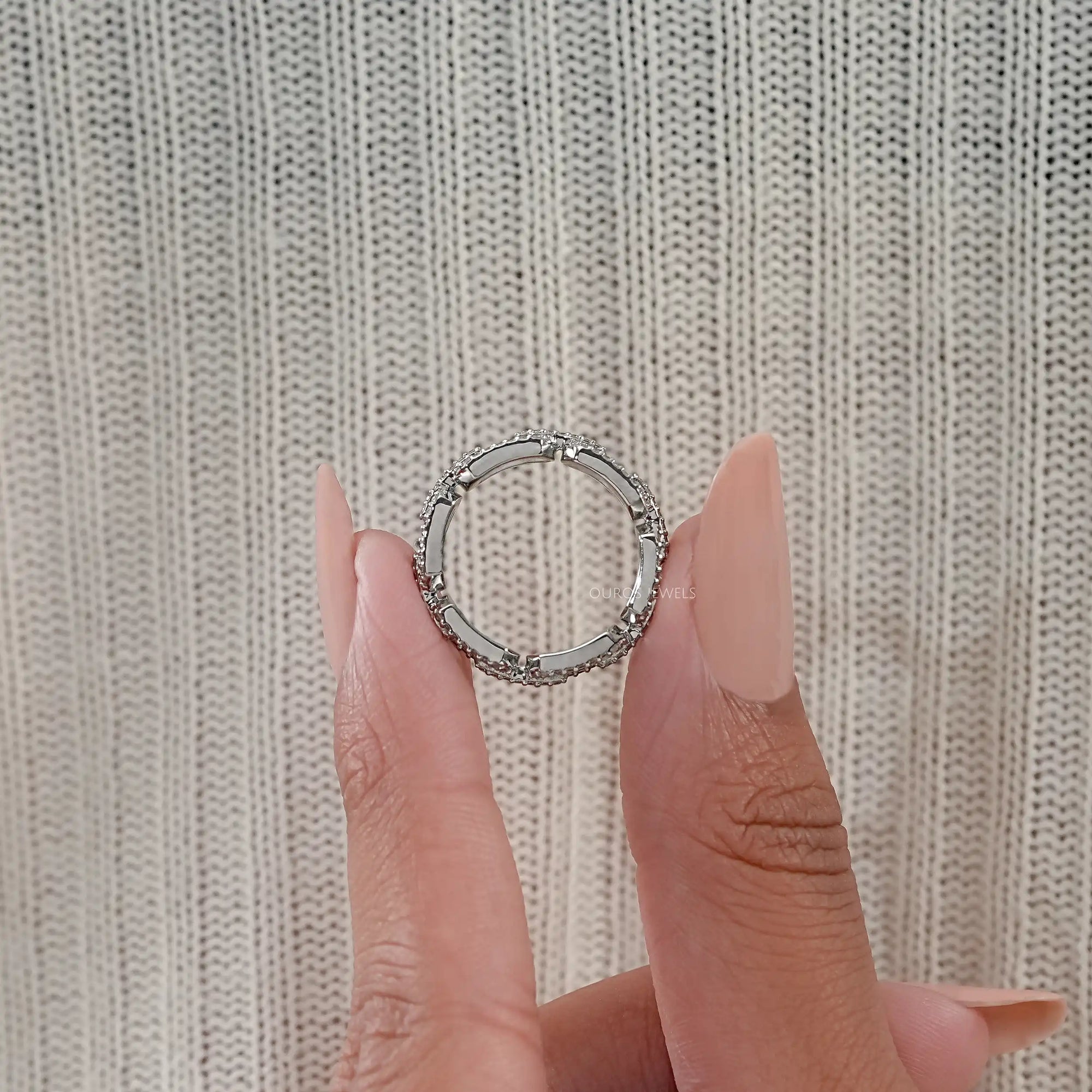 Round Cut Lab Diamond Chain Link Wedding Ring Rings