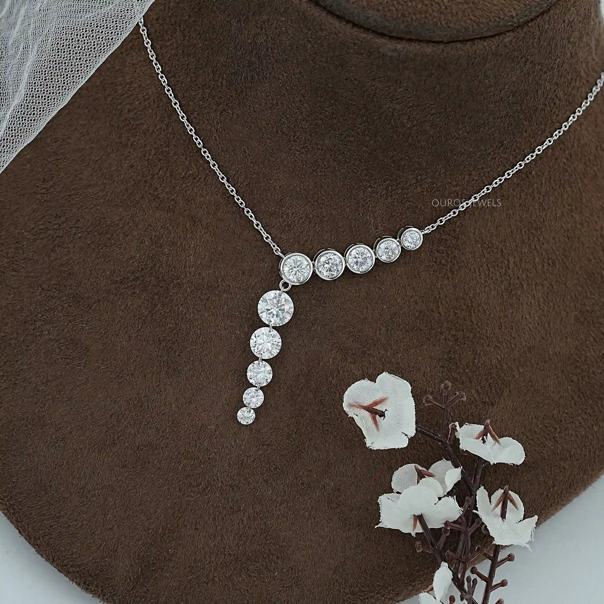 Round Lab Diamond Y - Lariat Necklace