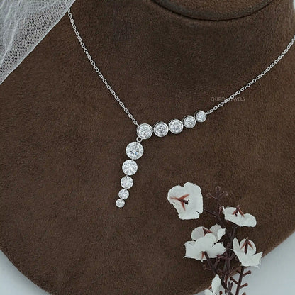 Round Lab Diamond Y - Lariat Necklace