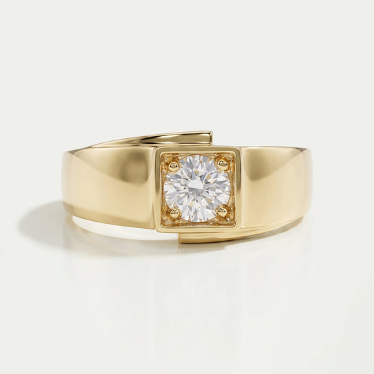 Round Cut Lab Grown Diamond Solitaire Wedding Men's Ring