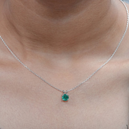 Round Shape Solitaire Lab Gemstone Pendant Necklaces