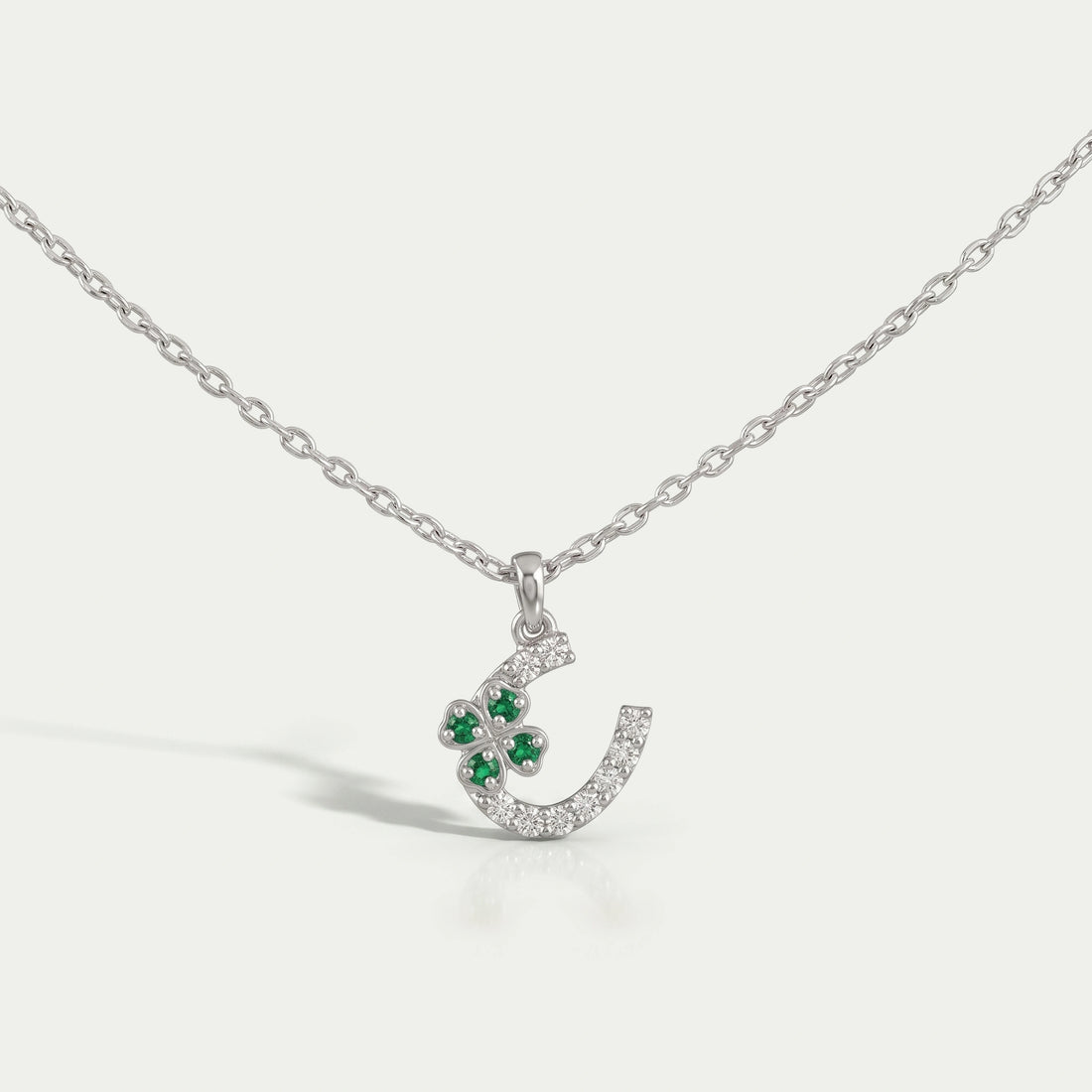 Round Green Gemstone Leaf Charm Pendant Necklaces