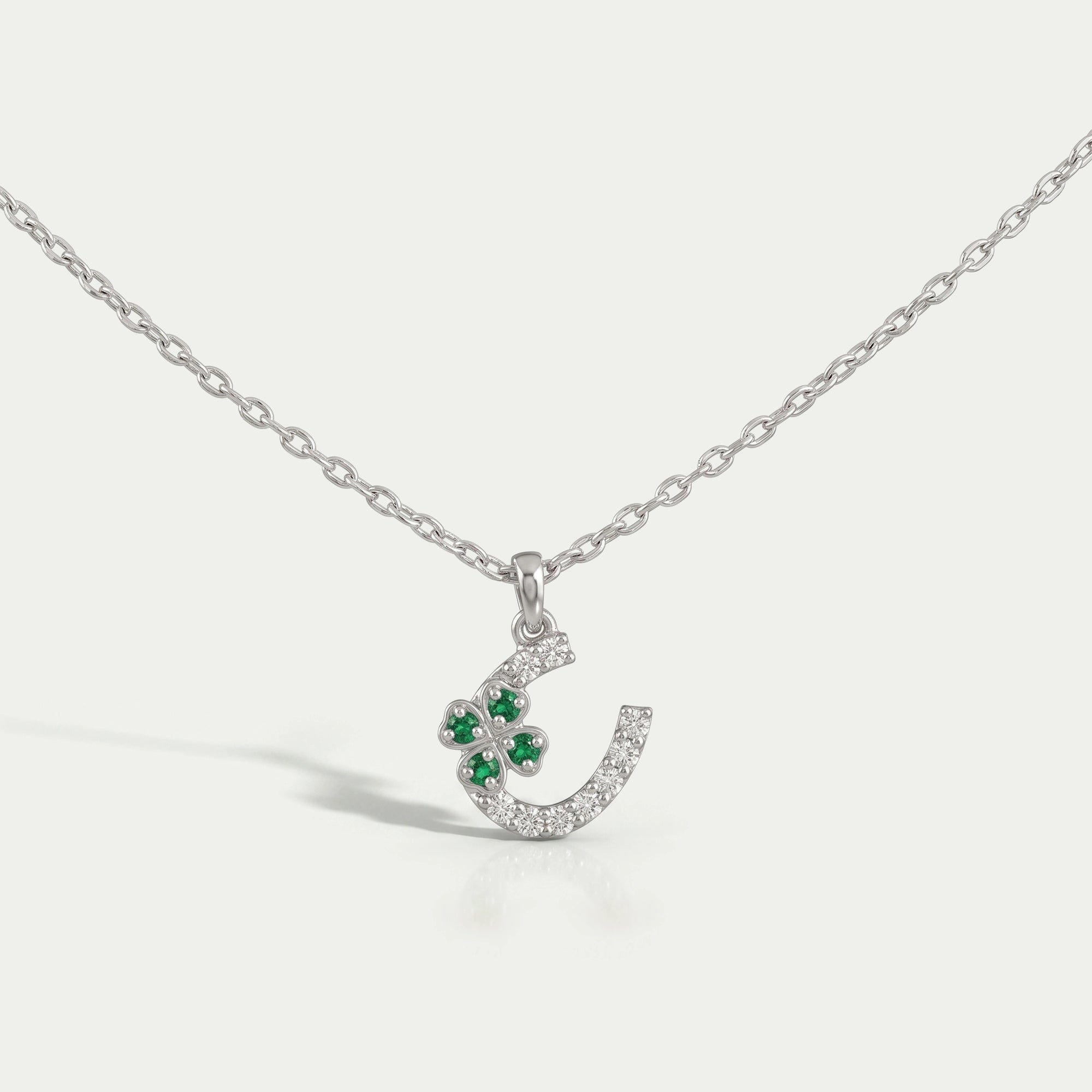 Round Green Gemstone Leaf Charm Pendant Necklaces
